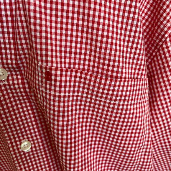 Izod Shirt Men's Size Large Tall Red Gingham Check Non Iron Dress Casual Checked - Picture 6 of 10